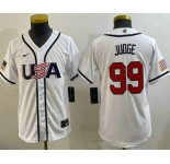 Youth USA #99 Aaron Judge White 2026 World Baseball Classic Cool Base Jersey