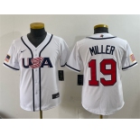 Youth USA Baseball #19 Mason Miller White 2026 World Baseball Classic Home Stadium Stitched Baseball Jersey