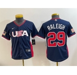 Youth USA Baseball #29 Cal Raleigh Navy 2026 World Baseball Classic Stadium Stitched Baseball Jersey