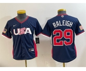 Youth USA Baseball #29 Cal Raleigh Navy 2026 World Baseball Classic Stadium Stitched Baseball Jersey