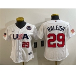 Youth USA Baseball #29 Cal Raleigh White 2026 World Baseball Classic United States 250th Anniversary Patch Stadium Stitched Baseball Jersey
