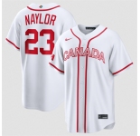 Men's Canada Baseball #23 Bo Naylor White 2026 World Baseball Classic Home Stadium Stitched Jersey