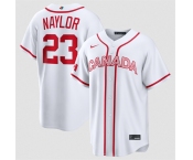 Men's Canada Baseball #23 Bo Naylor White 2026 World Baseball Classic Home Stadium Stitched Jersey