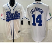 Men's Italy #14 Jac Caglianone White 2026 World Baseball Classic Cool Base Jersey