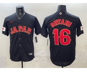 Men's Japan Baseball #16 Shohei Ohtani Black 2026 World Baseball Classic Road Stadium Stitched Jersey