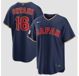 Men's Japan Baseball #16 Shohei Ohtani Navy 2026 World Baseball Classic Road Stadium Stitched Jersey