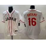 Men's Japan Baseball #16 Shohei Ohtani White 2026 World Baseball Classic Home Stadium Stitched Jersey