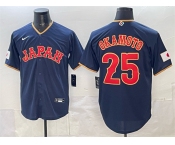 Men's Japan Baseball #25 Kazuma Okamoto Navy 2026 World Baseball Classic Road Stadium Stitched Jersey