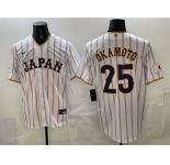 Men's Japan Baseball #25 Kazuma Okamoto White 2026 World Baseball Classic Home Stadium Stitched Jersey
