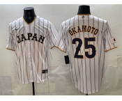 Men's Japan Baseball #25 Kazuma Okamoto White 2026 World Baseball Classic Home Stadium Stitched Jersey