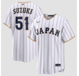 Men's Japan Baseball #51 Seiya Suzuki White 2026 World Baseball Classic Home Stadium Stitched Jersey