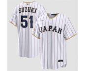 Men's Japan Baseball #51 Seiya Suzuki White 2026 World Baseball Classic Home Stadium Stitched Jersey
