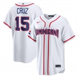 Men's Dominican Republic Baseball #15 Oneil Cruz White 2026 World Baseball Classic Home Stadium Stitched Jersey