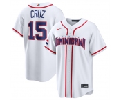 Men's Dominican Republic Baseball #15 Oneil Cruz White 2026 World Baseball Classic Home Stadium Stitched Jersey