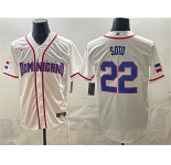 Men's Dominican Republic Baseball #22 Juan Soto White 2026 World Baseball Classic Home Stadium Stitched Jersey