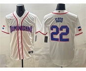 Men's Dominican Republic Baseball #22 Juan Soto White 2026 World Baseball Classic Home Stadium Stitched Jersey