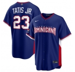 Men's Dominican Republic Baseball #23 Fernando Tatis Jr. Navy 2026 World Baseball Classic Road Stadium Stitched Jersey