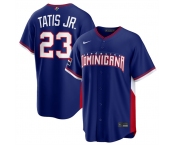 Men's Dominican Republic Baseball #23 Fernando Tatis Jr. Navy 2026 World Baseball Classic Road Stadium Stitched Jersey