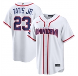 Men's Dominican Republic Baseball #23 Fernando Tatis Jr. White 2026 World Baseball Classic Home Stadium Stitched Jersey