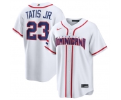 Men's Dominican Republic Baseball #23 Fernando Tatis Jr. White 2026 World Baseball Classic Home Stadium Stitched Jersey