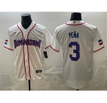 Men's Dominican Republic Baseball #3 Jeremy Pena White 2026 World Baseball Classic Home Stadium Stitched Jersey