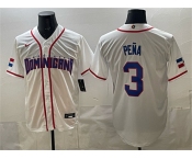 Men's Dominican Republic Baseball #3 Jeremy Pena White 2026 World Baseball Classic Home Stadium Stitched Jersey