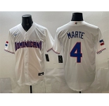Men's Dominican Republic Baseball #4 Ketel Marte White 2026 World Baseball Classic Home Stadium Stitched Jersey