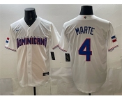 Men's Dominican Republic Baseball #4 Ketel Marte White 2026 World Baseball Classic Home Stadium Stitched Jersey