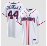 Men's Dominican Republic Baseball #44 Julio Rodríguez White 2026 World Baseball Classic Home Stadium Stitched Jersey