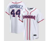 Men's Dominican Republic Baseball #44 Julio Rodríguez White 2026 World Baseball Classic Home Stadium Stitched Jersey