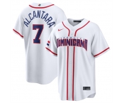 Men's Dominican Republic Baseball #7 Sandy Alcantara White 2026 World Baseball Classic Home Stadium Stitched Jersey
