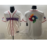 Men's Dominican Republic Baseball Team Big Logo White 2026 World Baseball Classic Home Stadium Stitched Jersey