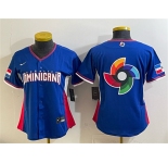 Women's Dominican Republic Baseball Royal 2026 World Baseball Classic Big Logo Road Stadium Stitched Baseball Jersey