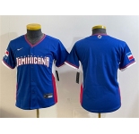 Youth Dominican Republic Baseball Blank Royal 2026 World Baseball Classic Road Stadium Stitched Baseball Jersey