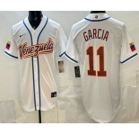 Men's Venezuela #11 Maikel Garcia White 2026 World Baseball Classic Cool Base Jersey