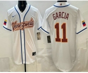 Men's Venezuela #11 Maikel Garcia White 2026 World Baseball Classic Cool Base Jersey