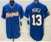 Men's Venezuela #13 Salvador Perez Blue 2026 World Baseball Classic Cool Base Jersey