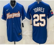 Men's Venezuela #25 Gleyber Torres Blue 2026 World Baseball Classic Cool Base Jersey