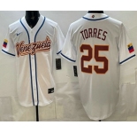 Men's Venezuela #25 Gleyber Torres White 2026 World Baseball Classic Cool Base Jersey