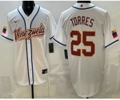 Men's Venezuela #25 Gleyber Torres White 2026 World Baseball Classic Cool Base Jersey