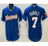 Men's Venezuela #7 Eugenio Suarez Blue 2026 World Baseball Classic Cool Base Jersey