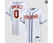 Men's Venezuela Baseball #0 Andrés Giménez White 2026 World Baseball Classic Home Stadium Stitched Jersey