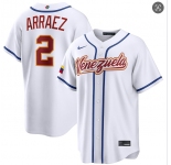 Men's Venezuela Baseball #2 Luis Arraez White 2026 World Baseball Classic Home Stadium Stitched Jersey