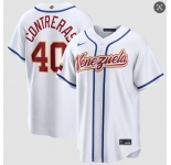 Men's Venezuela Baseball #40 Willson Contreras White 2026 World Baseball Classic Home Stadium Stitched Jersey