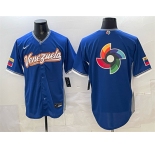 Men's Venezuela Baseball Blue 2026 World Baseball Classic Big Logo Road Stadium Stitched Jersey