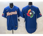 Men's Venezuela Baseball Blue 2026 World Baseball Classic Big Logo Road Stadium Stitched Jersey