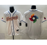 Men's Venezuela Baseball White 2026 World Baseball Classic Big Logo Home Stadium Stitched Jersey