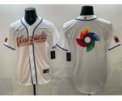 Men's Venezuela Baseball White 2026 World Baseball Classic Big Logo Home Stadium Stitched Jersey
