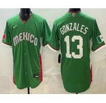 Men's Mexico #13 Nick Gonzales Green 2026 World Baseball Classic Cool Base Jersey