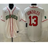 Men's Mexico #13 Nick Gonzales White 2026 World Baseball Classic Cool Base Jersey